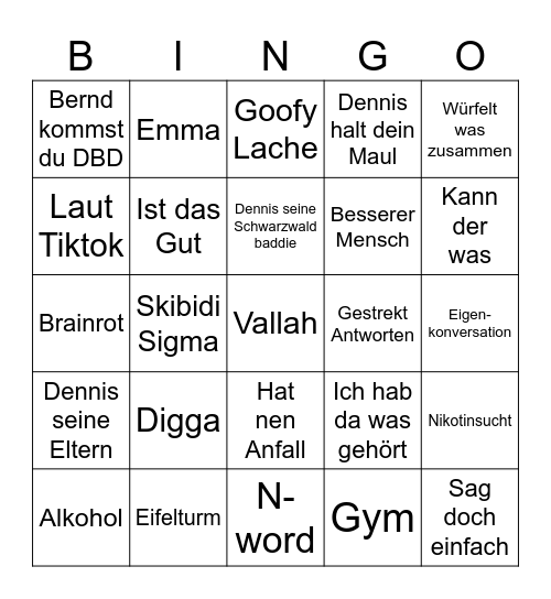 Julian's Anfall-liste Bingo Card