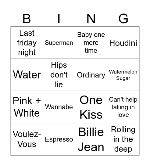 Musikkbingo! Bingo Card