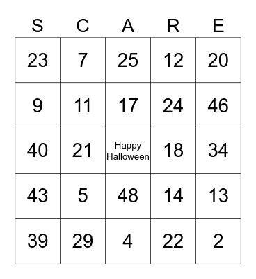 Halloween Bingo Card
