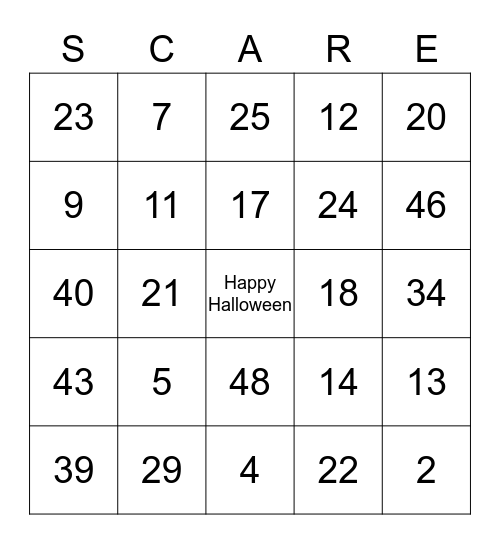 Halloween Bingo Card