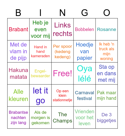 2 Muziek Bingo Card