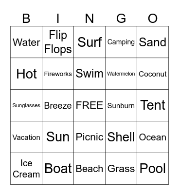 Summer ASL Bingo! Bingo Card
