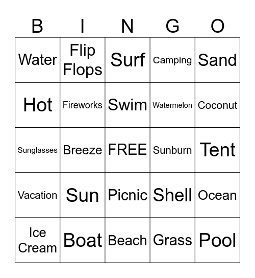 Summer ASL Bingo! Bingo Card