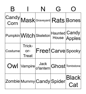 Halloween Bingo Card