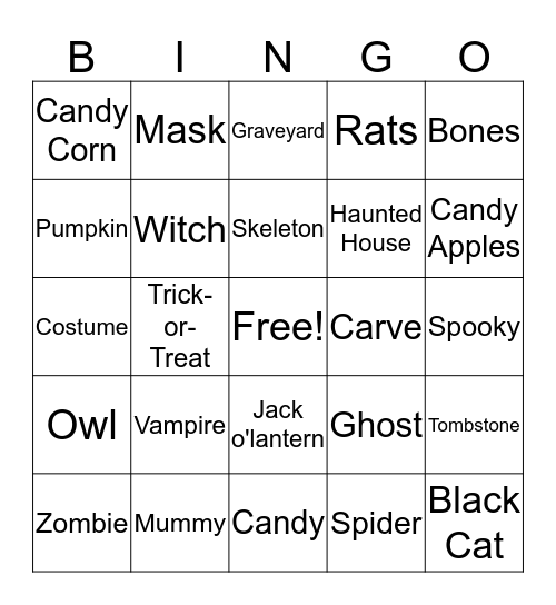 Halloween Bingo Card