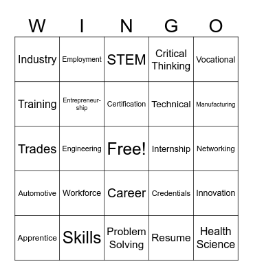 Workforce Warrior Wingo Bingo Card