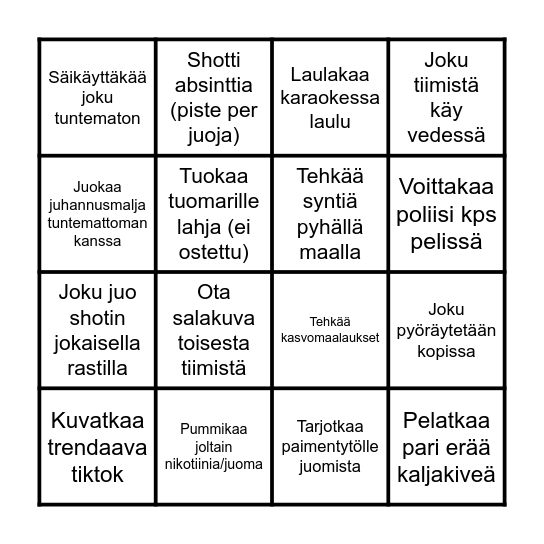 Juhannusbingo Card
