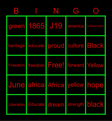 Juneteenth Bingo Card
