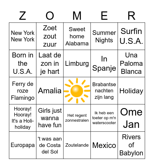 ZOMERBINGO DANIEL Bingo Card