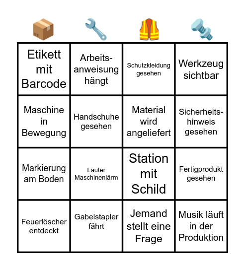 Produktionsrundgang Bingo Card