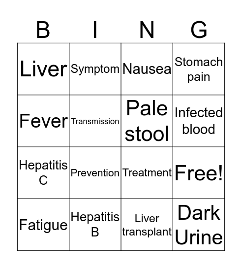 Hepatits Bingo  Bingo Card