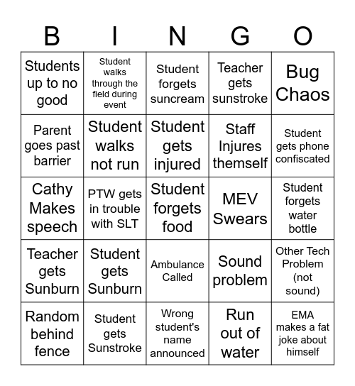 For Drama Babes Bingo Card