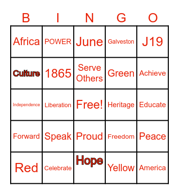 Juneteenth Celebration! Bingo Card