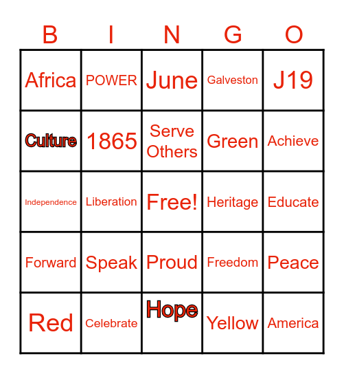 Juneteenth Celebration! Bingo Card
