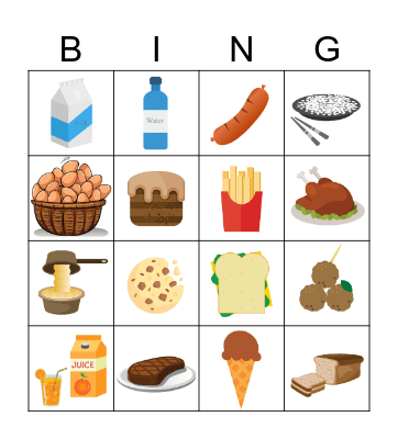Food and Drinks Bingo Card