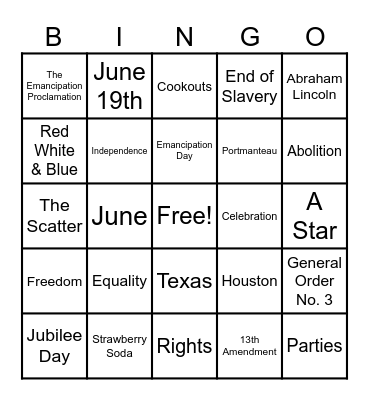 Juneteenth Bingo Card