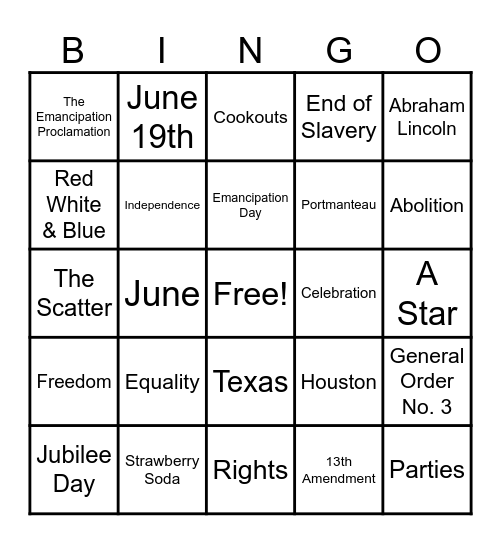 Juneteenth Bingo Card