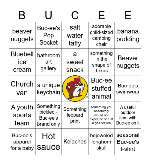 Buc-ee's Bingo Card