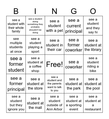 Summer Bingo Card