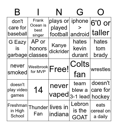 BEAR bingo Card