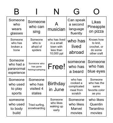 NBH Bingo Card