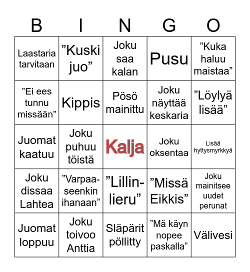 Juhannus Bingo Card