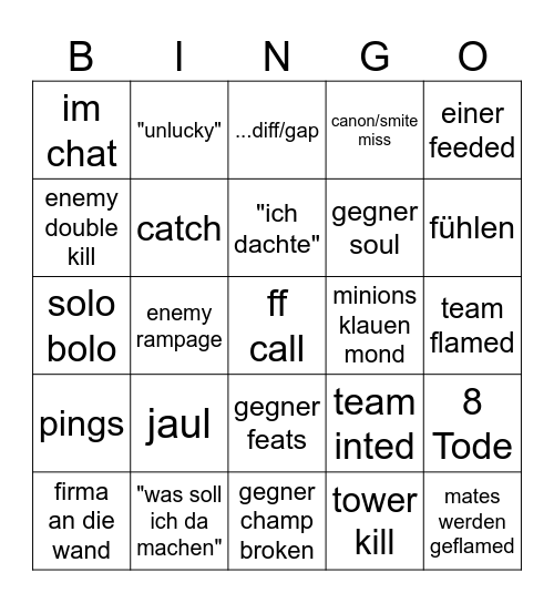Jaul Bingo Card