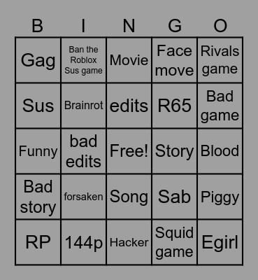 Man Bingo Card