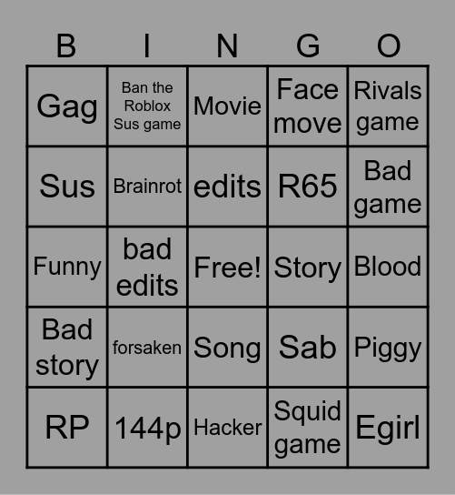 Man Bingo Card