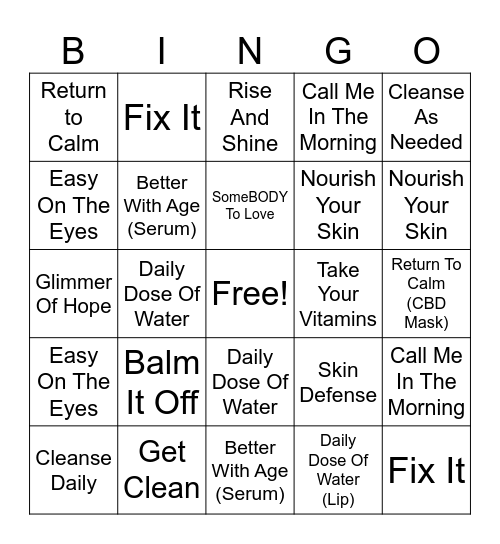 ~CLARITY BINGO~ Bingo Card