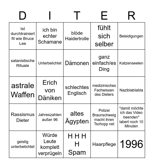 Kristallmensch Bingo Card