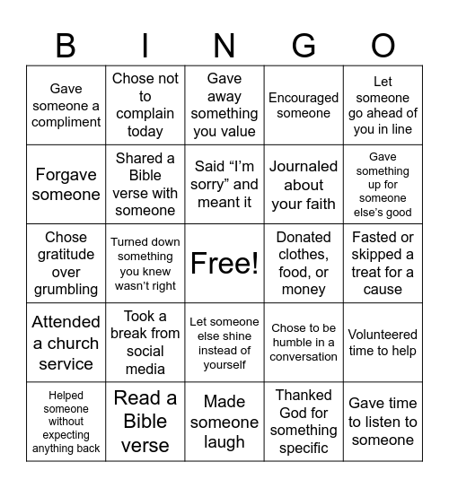 Heavenly Treasure BINGO Card