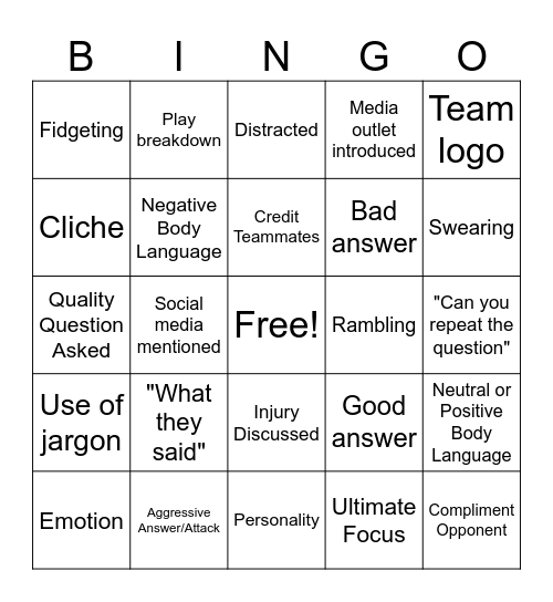 2025 Media Training Bingo Card