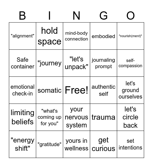 wellness Bingo Card