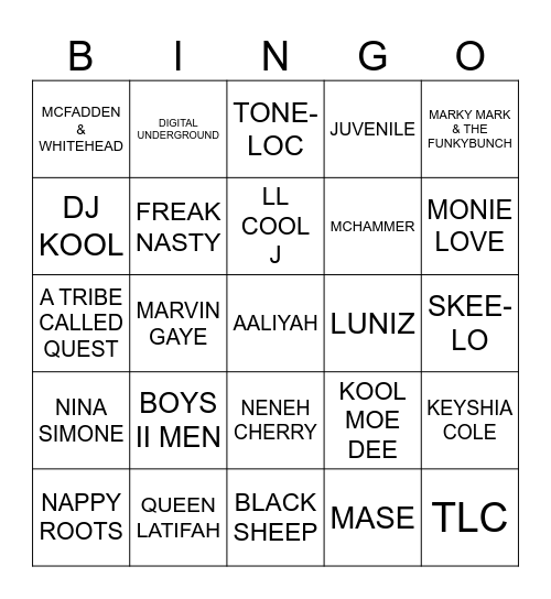 The Notorious B.I.N.G.O - GAME #1 Bingo Card