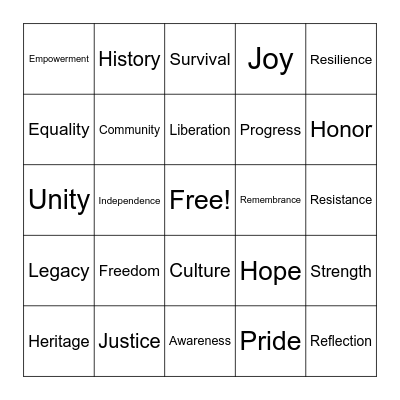 Juneteenth Bingo Card