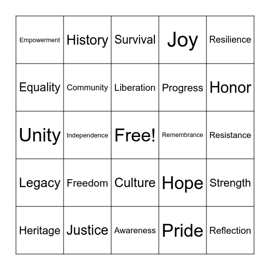 Juneteenth Bingo Card