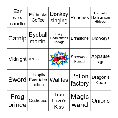Shrek Places and Things Bingo Card