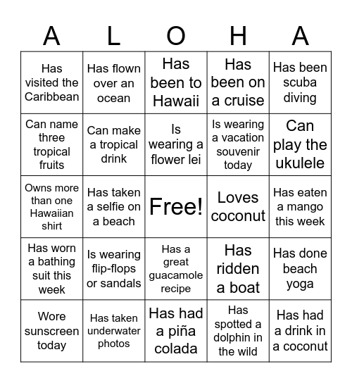 Find Someone Who... Bingo Card