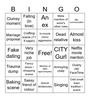 Netflix Christmas Movie Bingo Card