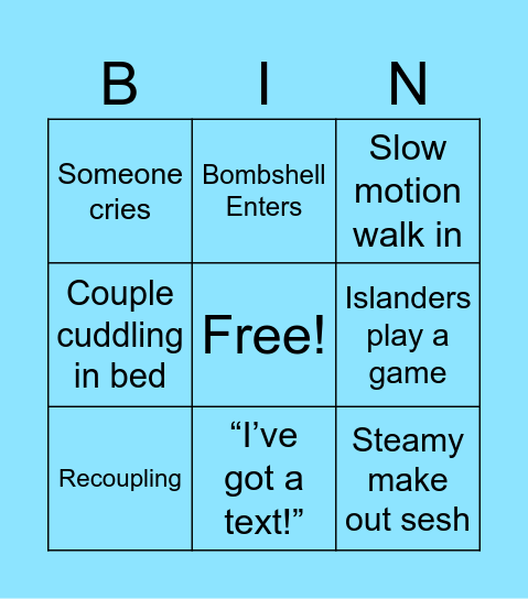 Love Island Bingo Card