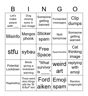 Glass houses bingo Card