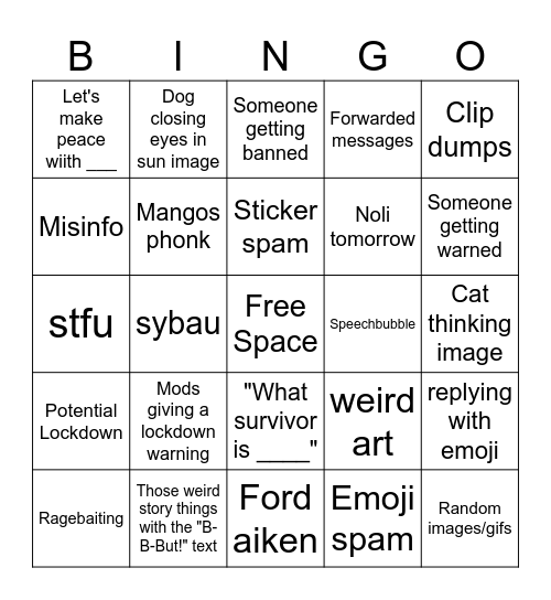 Glass houses bingo Card