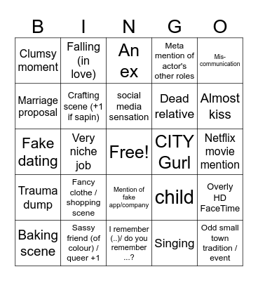 Netflix Christmas Movie Bingo Card