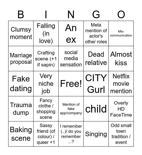 Netflix Christmas Movie Bingo Card