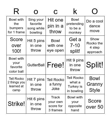Bowling Bingo Card
