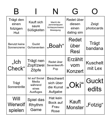 Marcksie Bingo Card