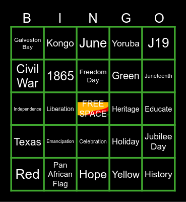 Juneteenth Bingo Card