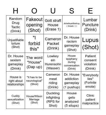 House Bingo Card