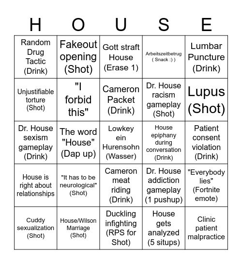 House Bingo Card